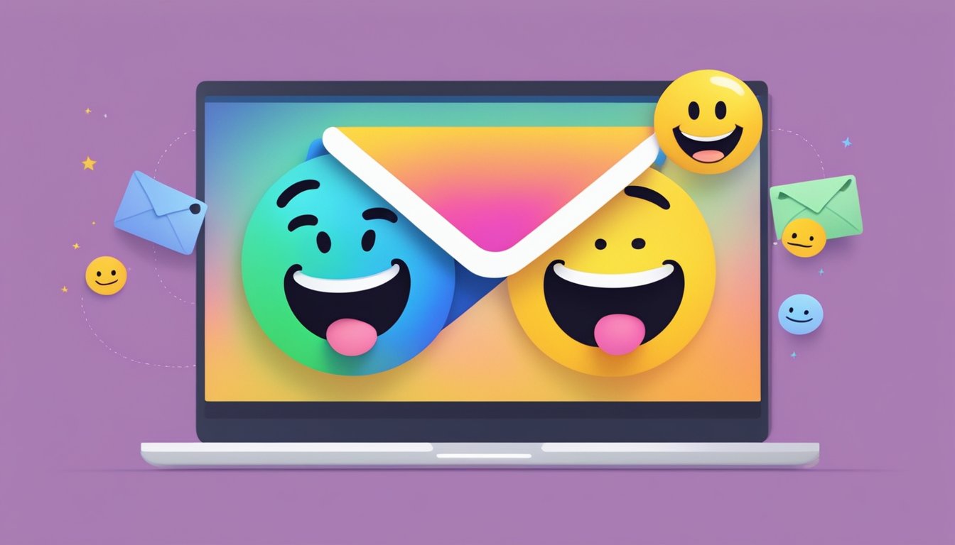 En person som sender en e-post til en fornøyd kunde med en smilefjesemoji, som representerer gode kunderelasjoner innen e-postmarkedsføring