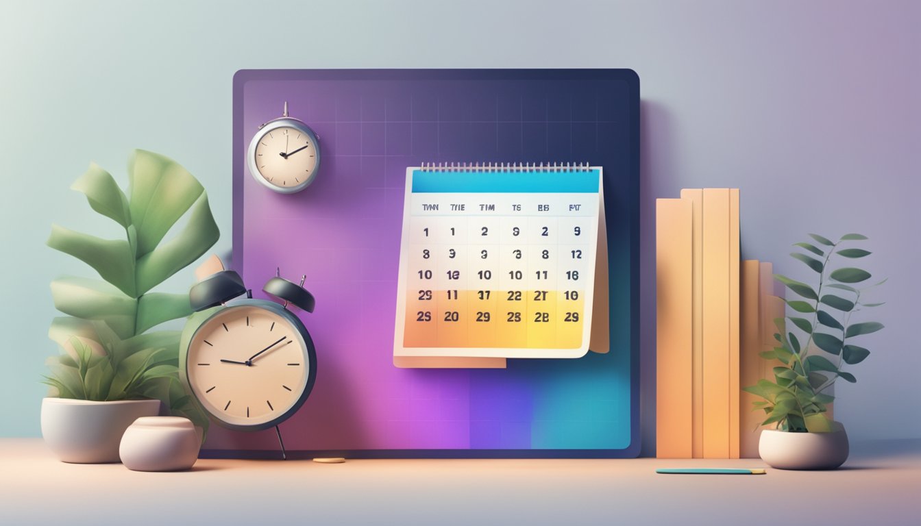 A clock ticking, a calendar with days passing, and a progress bar filling up to show the time it takes for content marketing expectations to be adjusted